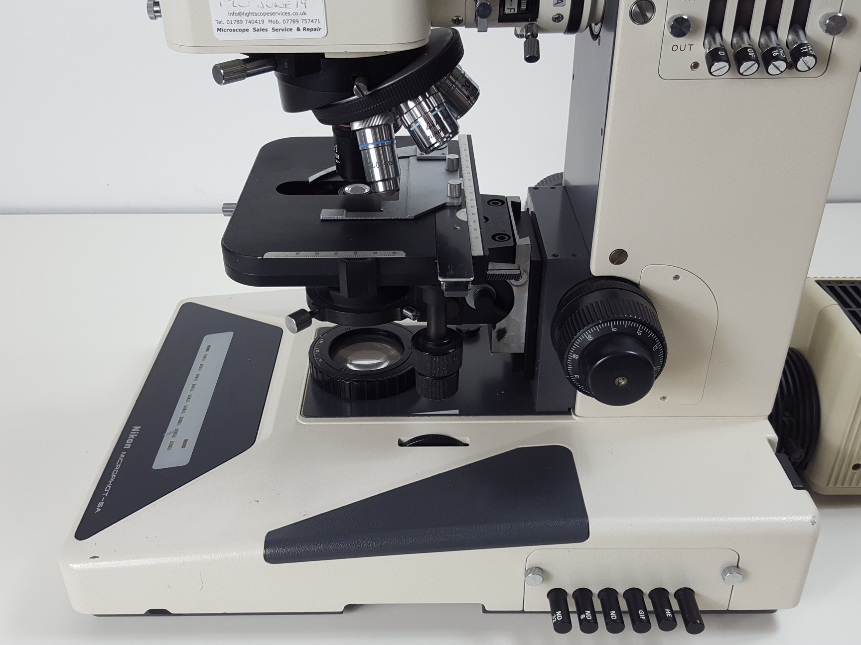 Image of Nikon Microphot-SA Microscope w/ 6 Objectives - M Plan, Vickers DIN, Zeiss ph2 