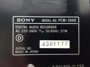 Thumbnail image of Sony PCM-2600 Digital Audio Tape (DAT) Recorder 2-Channel Stereo