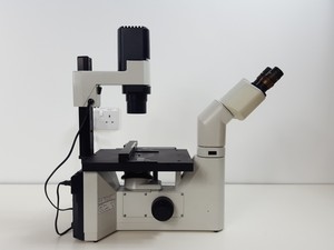 Thumbnail image of Leica DMIL Inverted Trinocular Microscope Type 090-135.001 w/ 4x Objectives Lab