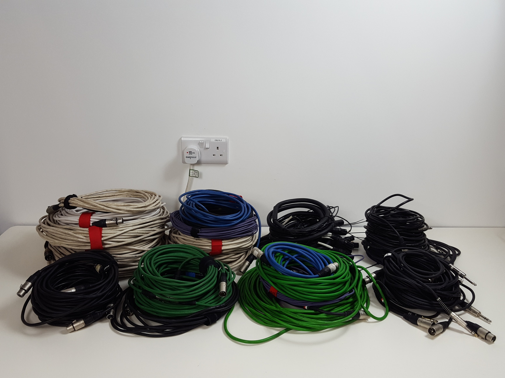 Image of Lot of 38 Professional Audio Cables - XLR, 1/4" Jack, 10ft 8 Channel Snakes