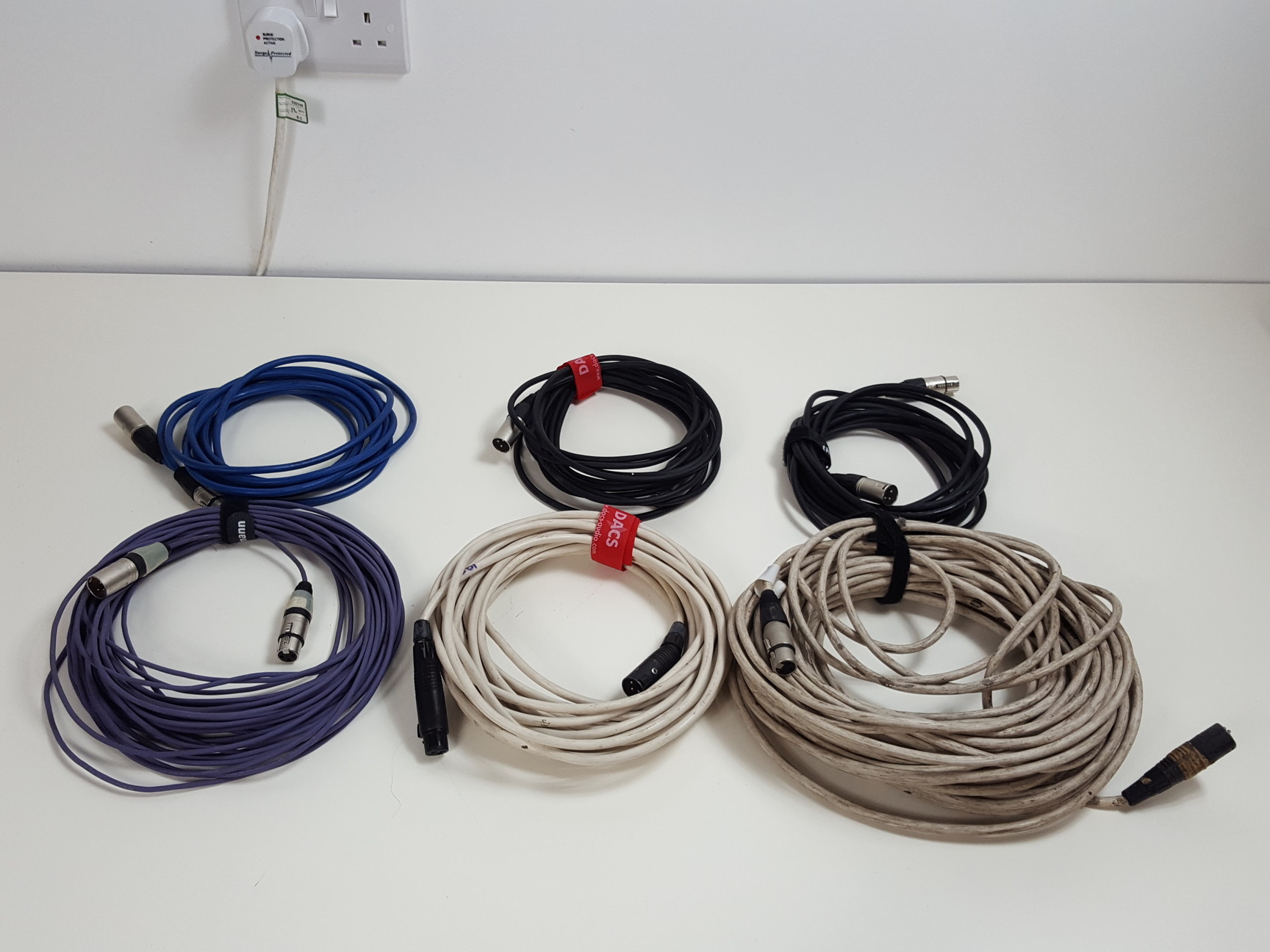 Image of Lot of 38 Professional Audio Cables - XLR, 1/4" Jack, 10ft 8 Channel Snakes