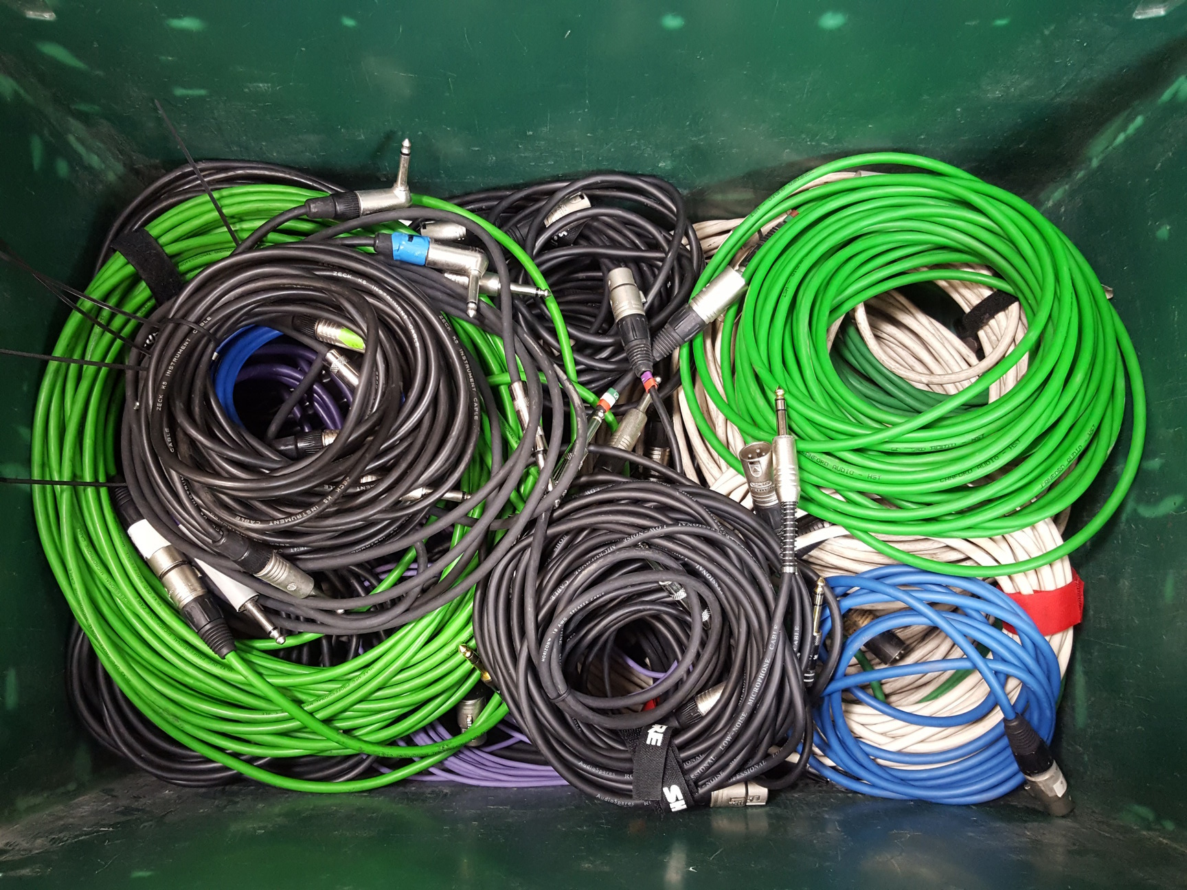 Image of Lot of 38 Professional Audio Cables - XLR, 1/4" Jack, 10ft 8 Channel Snakes