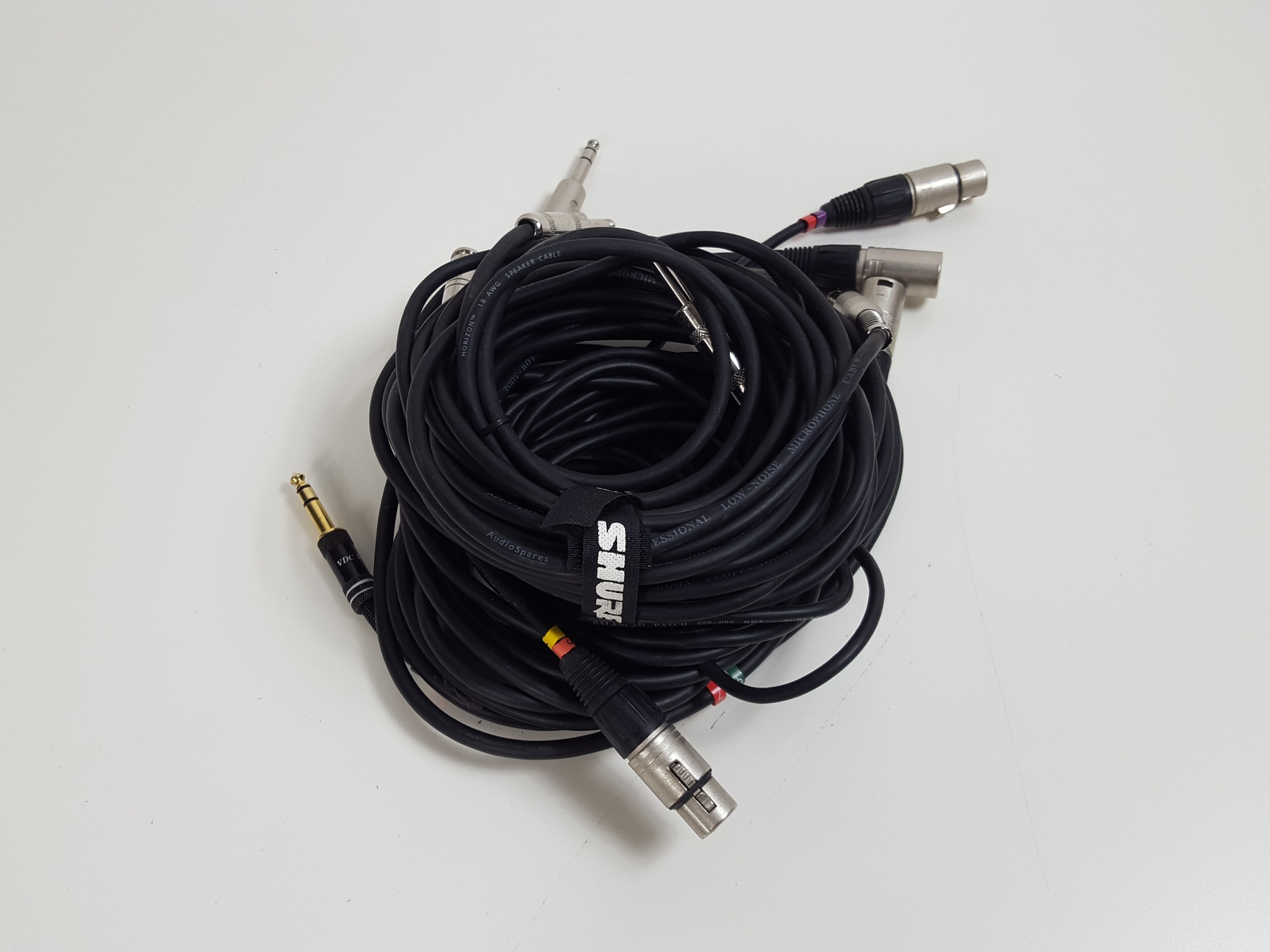 Image of Lot of 38 Professional Audio Cables - XLR, 1/4" Jack, 10ft 8 Channel Snakes