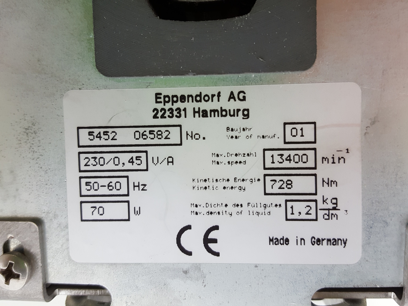 Image of Eppendorf Model 5452 MiniSpin Centrifuge & 13400rpm Rotor Lab