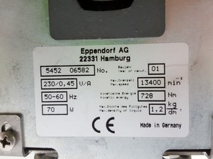 Thumbnail image of Eppendorf Model 5452 MiniSpin Centrifuge & 13400rpm Rotor Lab