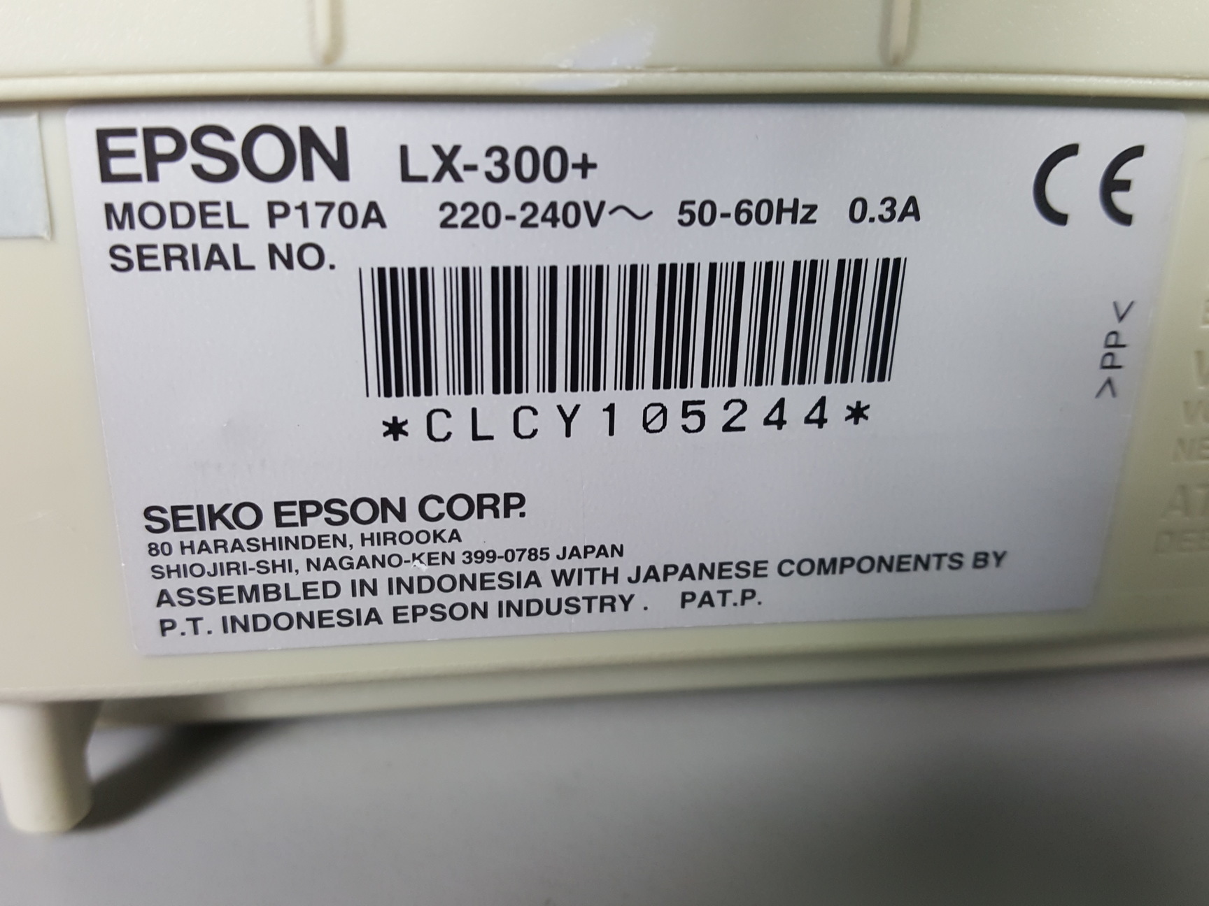 Image of Epson LX-300+ Dot Matrix Printer Model - P170A