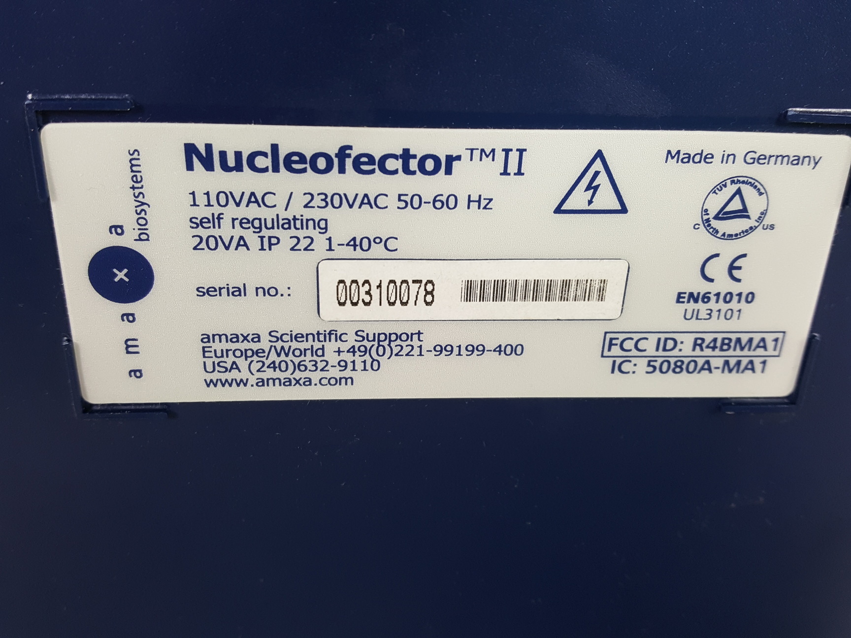 Image of Amaxa Biosystems Nucleofector II Electroporation Transfection Device Lab