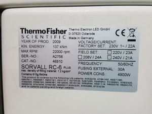 Thumbnail image of Thermo Scientific Sorvall RC 6+ RC-6 Plus Centrifuge w/ SS-34 25000RPM Rotor Lab