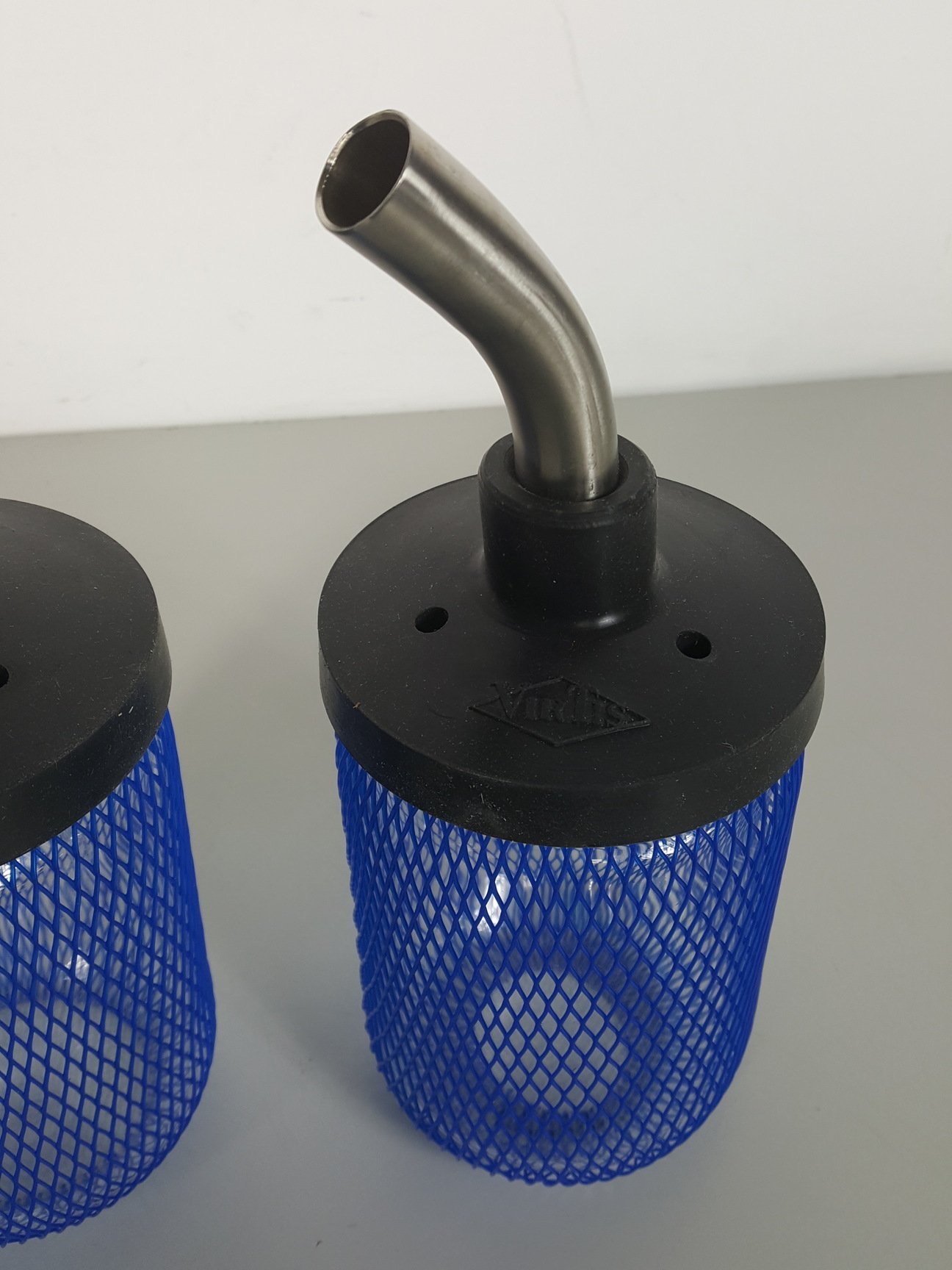 Image of 2 x VirTis 600ml Freeze Dry Flasks with 45º Bend Adapters Lab