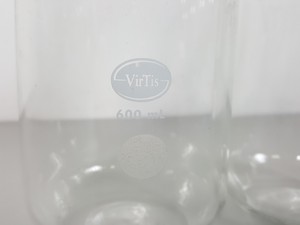 Thumbnail image of 2 x VirTis 600ml Freeze Dry Flasks with 45º Bend Adapters Lab