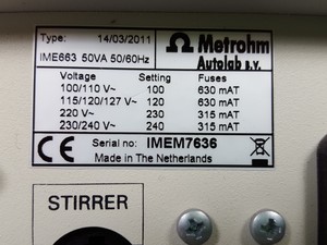Thumbnail image of Metrohm Polarograph 663 VA Stand & Stirrer, Autolab IME663, Potentiostat, Lab