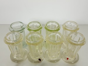 Thumbnail image of Lot of Glass Coplin Staining Jars 8 x Tall Jars 7 x Wide Jars No Lids Lab Gel