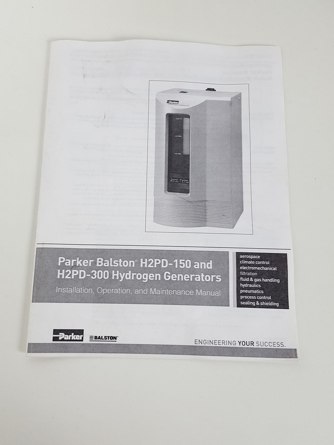Image of Parker Balston H2PD-150-220 Hydrogen Generator & Manual Lab