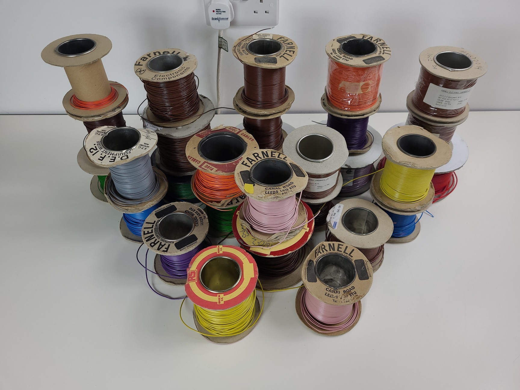 Image of 29 x Reels of Farnell, RS & D.E.F.12 Equipment Wire - Single Solid & Multi Core