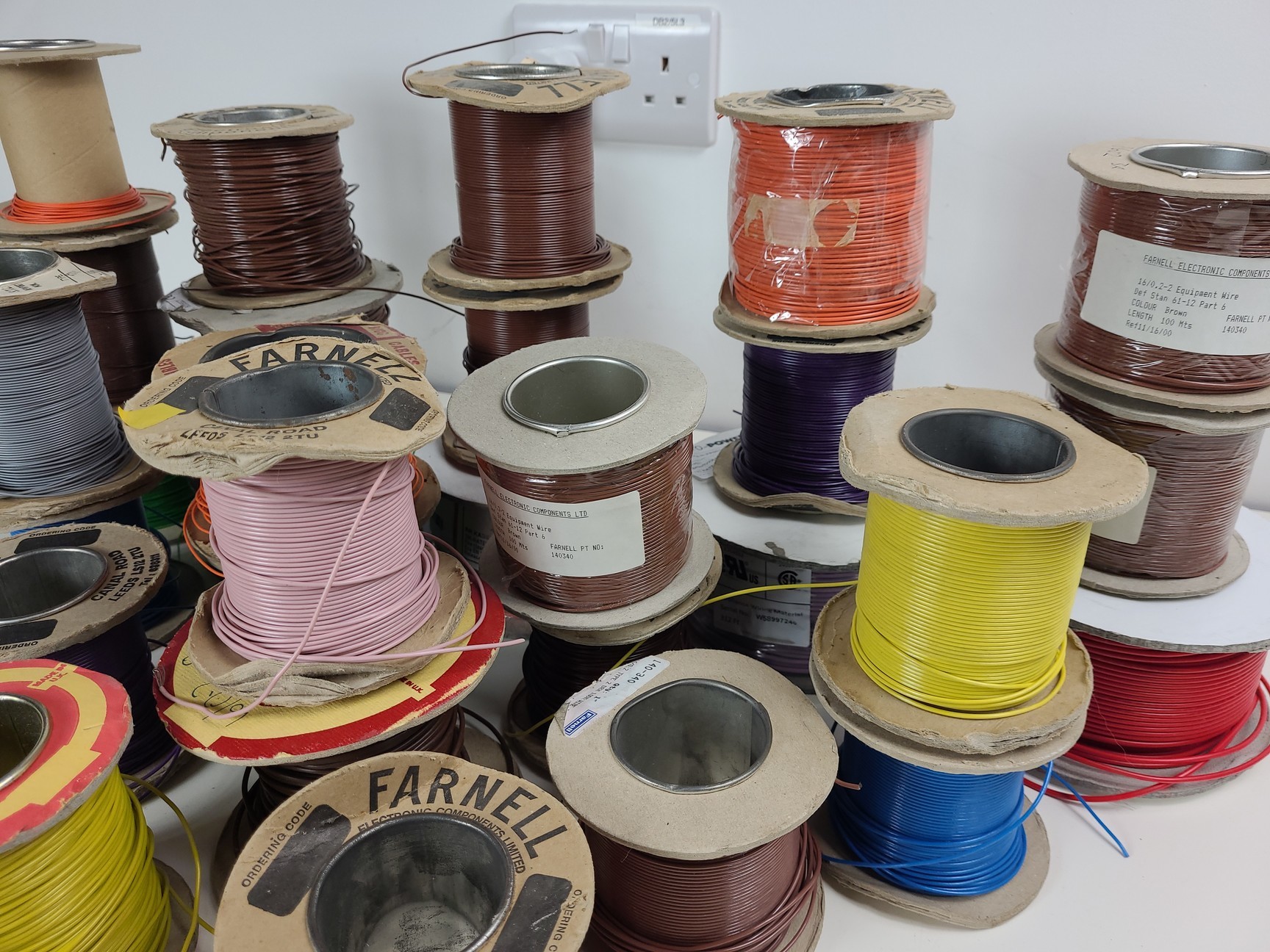 Image of 29 x Reels of Farnell, RS & D.E.F.12 Equipment Wire - Single Solid & Multi Core