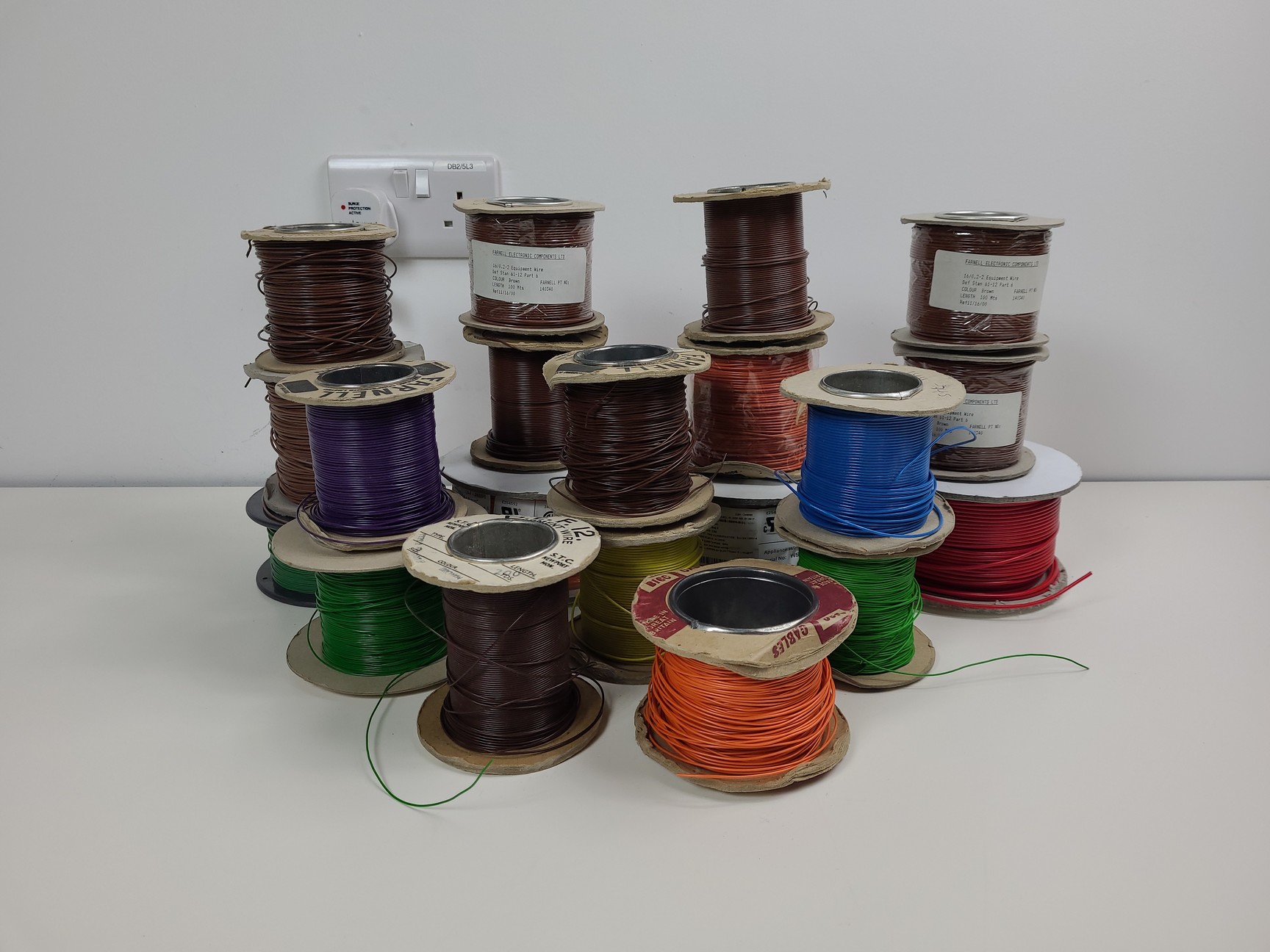 Image of 29 x Reels of Farnell, RS & D.E.F.12 Equipment Wire - Single Solid & Multi Core