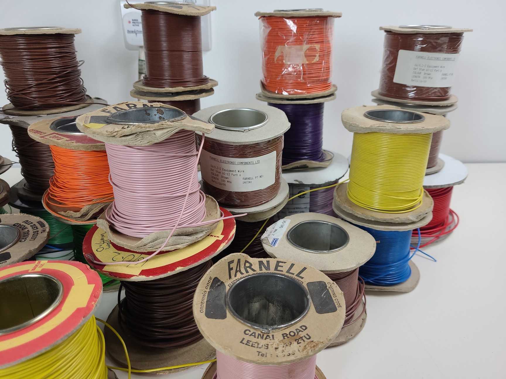 Image of 29 x Reels of Farnell, RS & D.E.F.12 Equipment Wire - Single Solid & Multi Core