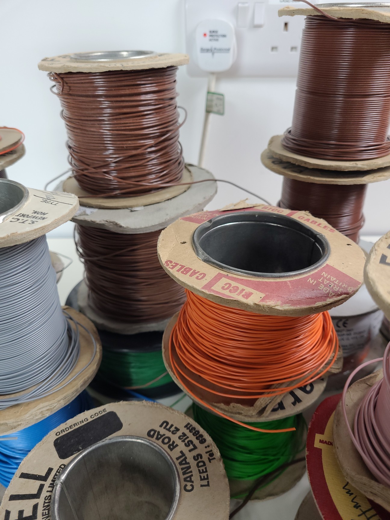 Image of 29 x Reels of Farnell, RS & D.E.F.12 Equipment Wire - Single Solid & Multi Core