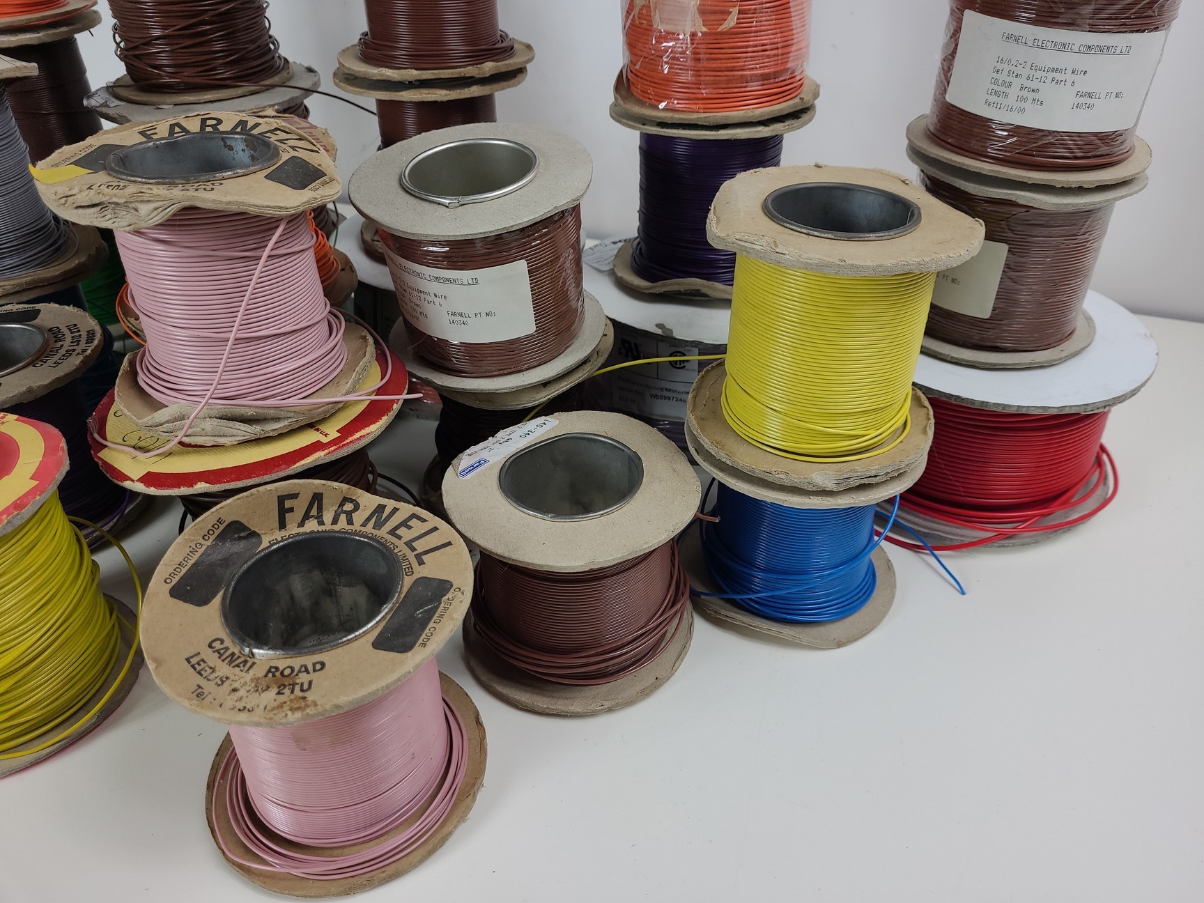 Image of 29 x Reels of Farnell, RS & D.E.F.12 Equipment Wire - Single Solid & Multi Core