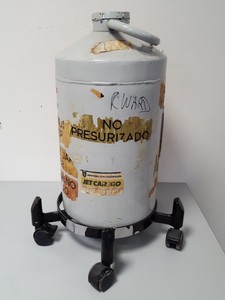 Thumbnail image of Union Carbide Liquid Nitrogen Refrigerator Tank/Dewar & Trolley Lab