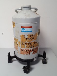 Thumbnail image of Union Carbide Liquid Nitrogen Refrigerator Tank/Dewar & Trolley Lab