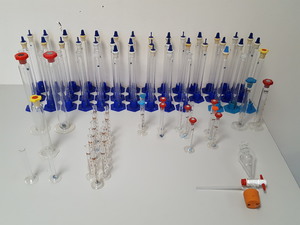 Thumbnail image of Large Lot of 72 Glass Laboratory Graduated Cylinders - 100ml, 50ml, 5ml, Lab