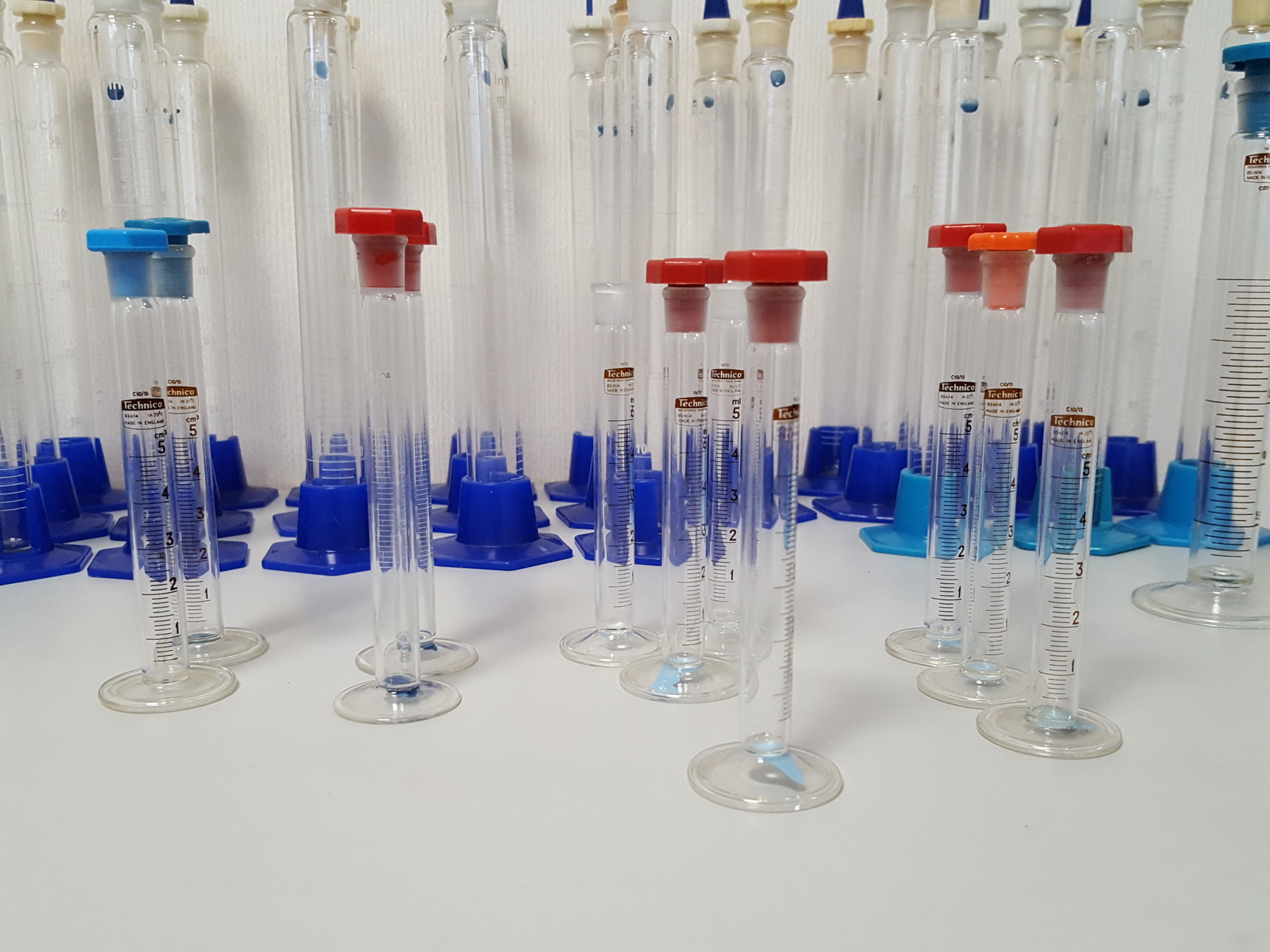 Image of Large Lot of 72 Glass Laboratory Graduated Cylinders - 100ml, 50ml, 5ml, Lab