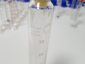 Thumbnail image of Large Lot of 72 Glass Laboratory Graduated Cylinders - 100ml, 50ml, 5ml, Lab