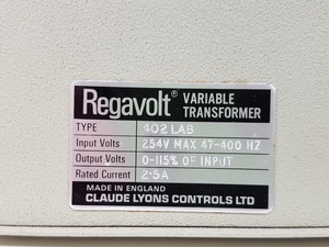 Thumbnail image of Claude Lyons Regavolt Variable Transformer Type 402 Lab
