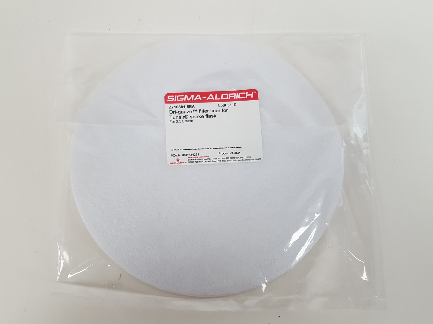 Image of 6 x Sigma-Aldrich 2.5L Tunair Shake Flasks, 9 x Caps & Lining Filters Lab