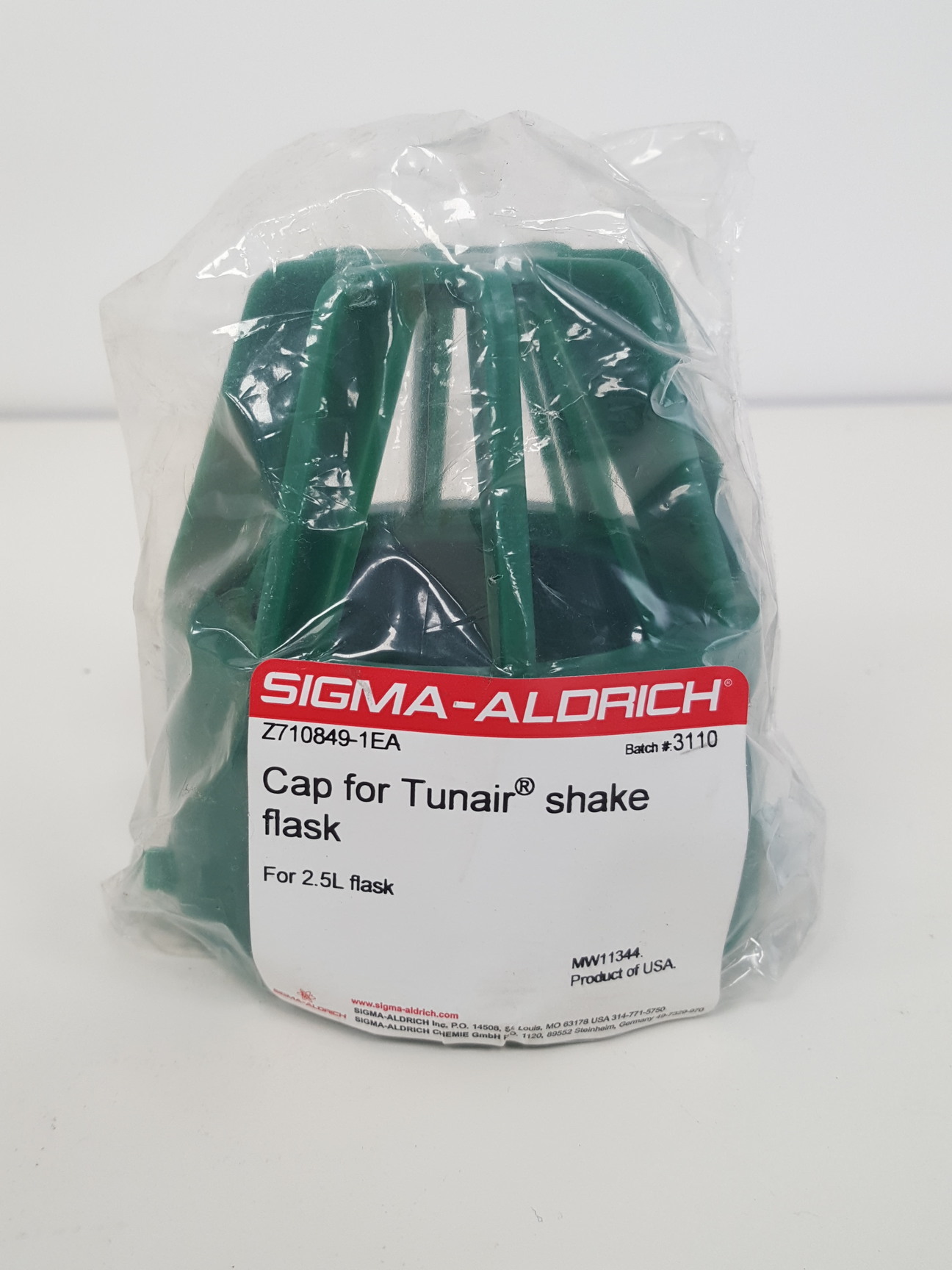 Image of 6 x Sigma-Aldrich 2.5L Tunair Shake Flasks, 9 x Caps & Lining Filters Lab