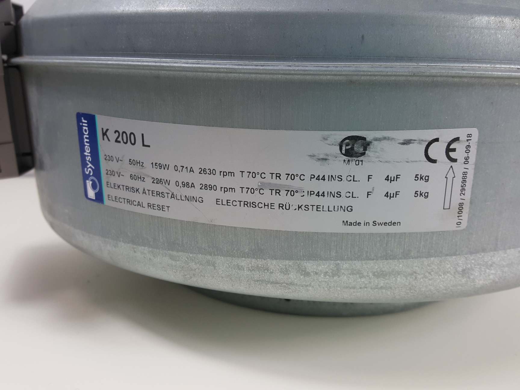 Image of Systemair AC 8 Inch Duct Extraction Fan Model K200 L