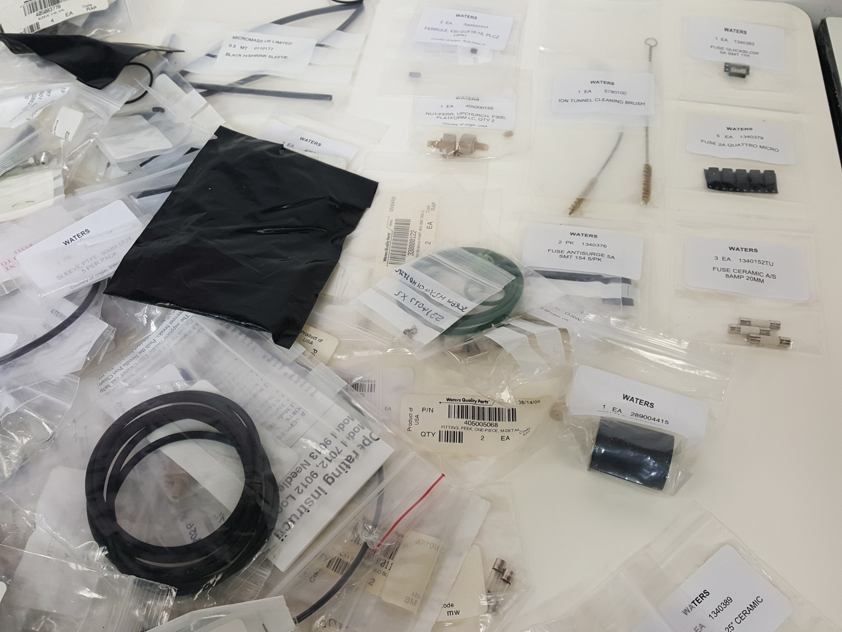 Image of Lot of Waters/Micromass Spare Parts - O-Rings, Capillary Tubes, Screws, Filters 