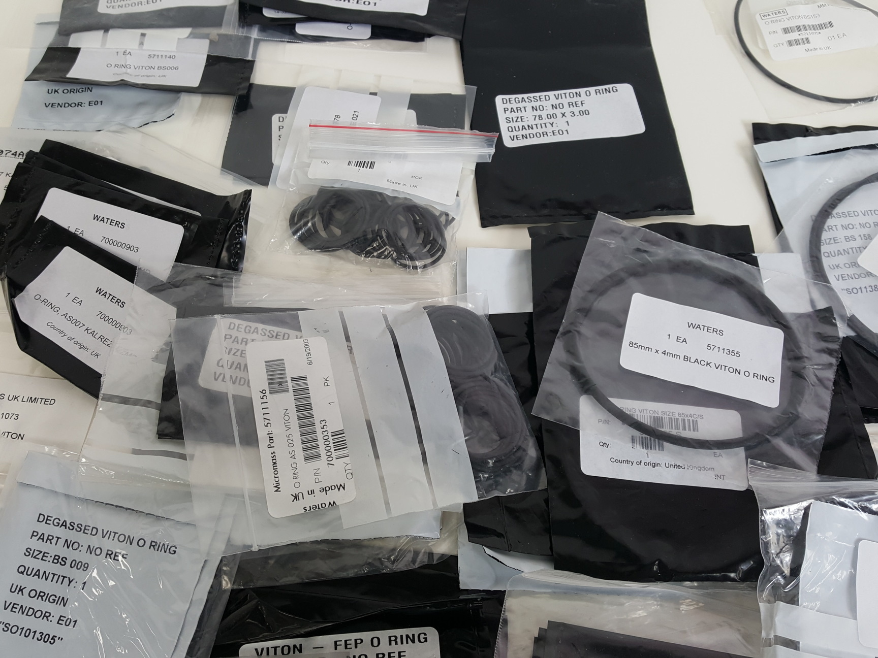 Image of Lot of Waters/Micromass Spare Parts - O-Rings, Capillary Tubes, Screws, Filters 
