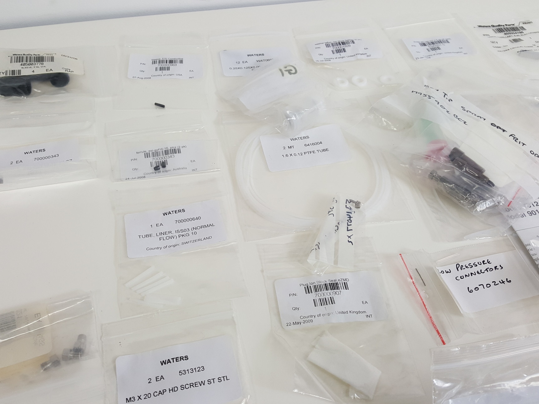 Image of Lot of Waters/Micromass Spare Parts - O-Rings, Capillary Tubes, Screws, Filters 