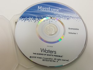 Thumbnail image of Waters Corporation MassLynx Software DVD-ROM Quanpedia Volume 1 667003748 Rev. A