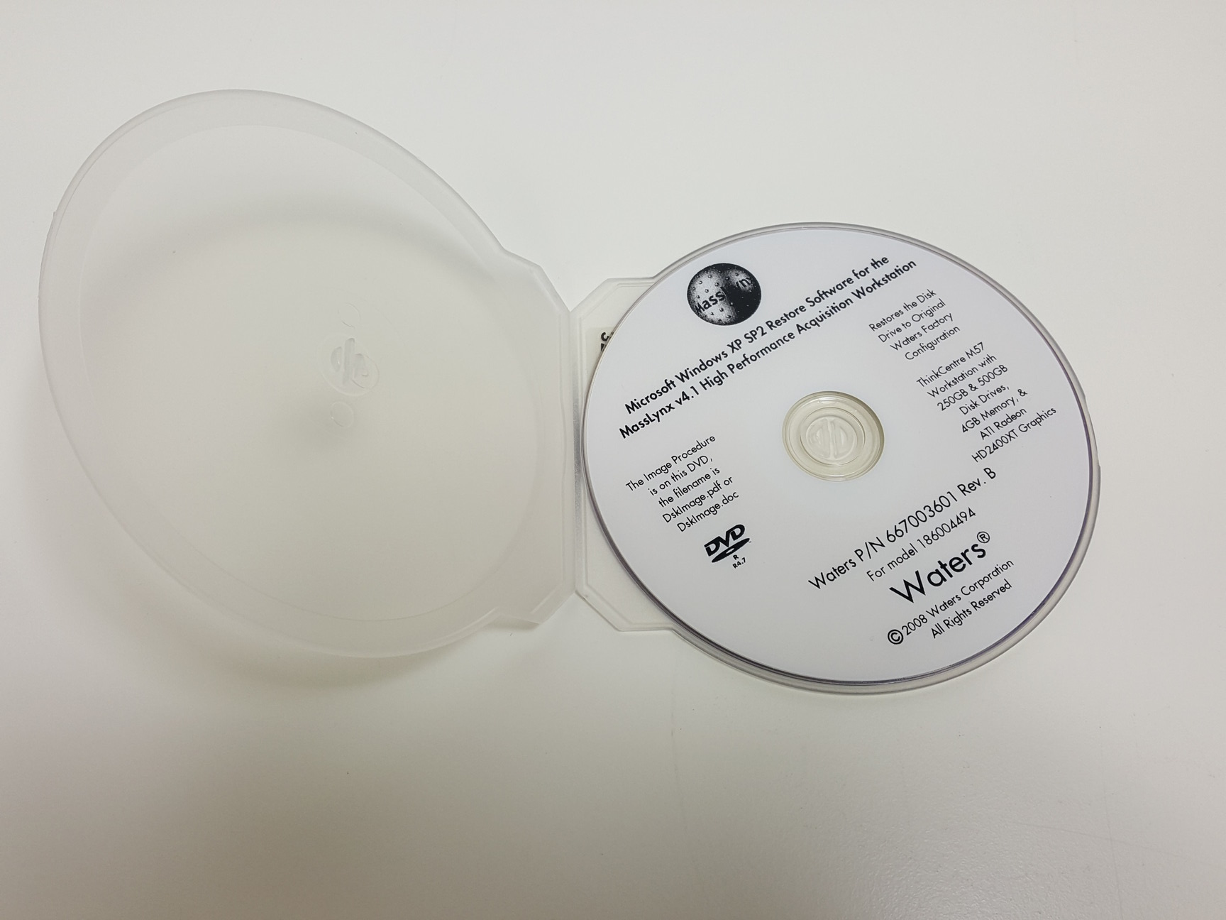 Image of Waters Corporation Microsoft Windows XP SP2 Restore Software for MassLynx 4.1