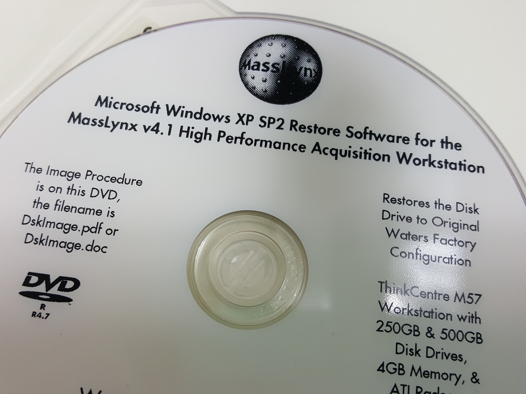 Image of Waters Corporation Microsoft Windows XP SP2 Restore Software for MassLynx 4.1