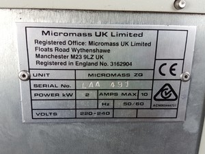 Thumbnail image of Waters Alliance 2695, 474 FLD & 2996 PDA Detector, Micromass Single Quad ZQ HPLC