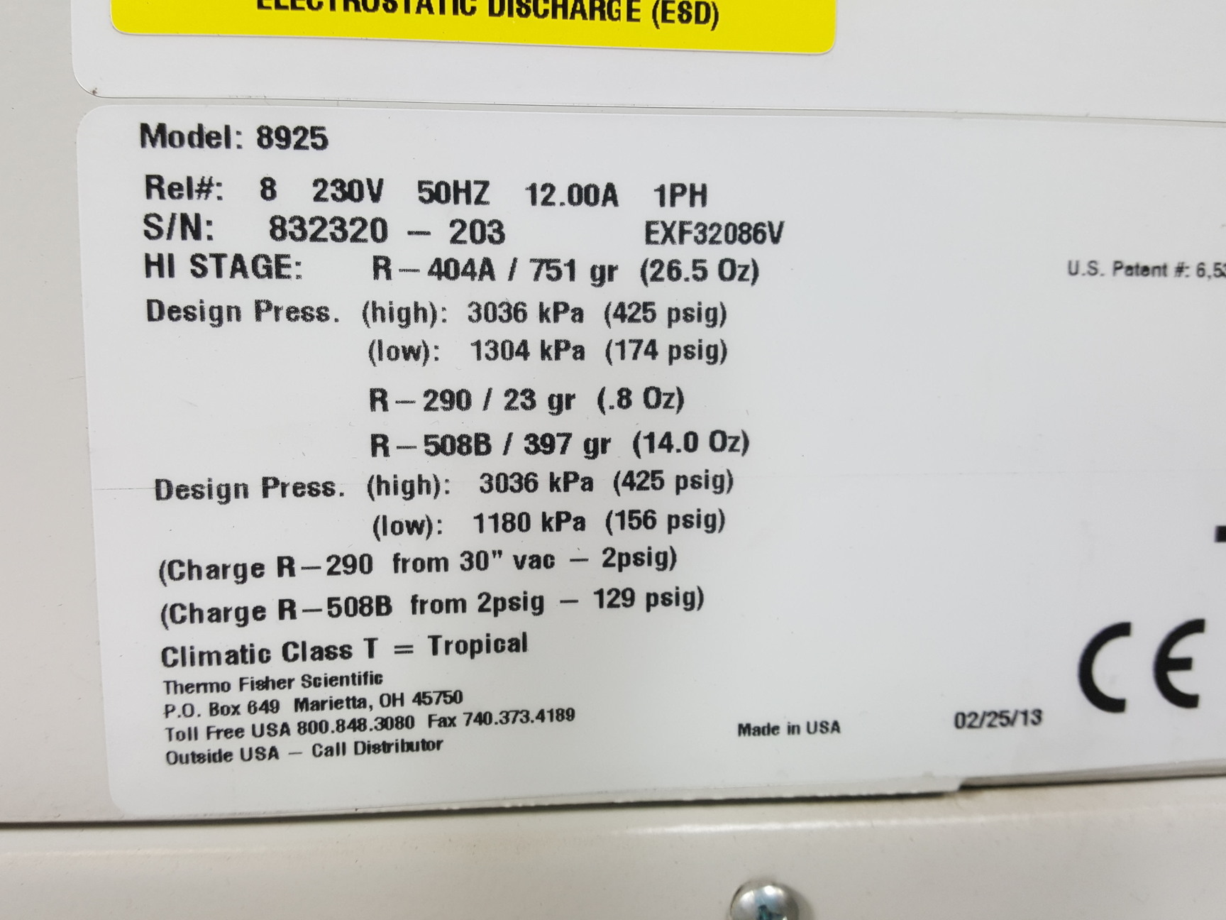 Image of Thermo Scientific Revco EXF -86 Laboratory Freezer Model - 8925 EXF32086V Lab 