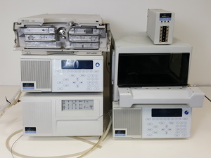 Thumbnail image of Perkin Elmer Series 200 UV/Vis HPLC + HP 1100 G1316A Col Comp Lab