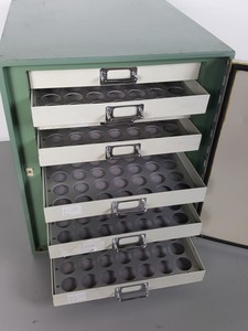 Thumbnail image of Metaserv Automatic Mounting Press Unit C1960A & 2 x Specimen Storage Cabinets