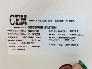 Thumbnail image of CEM Discover Hydrolysis System & Parts - Model 90810 & Protein Hydrolysis 510500