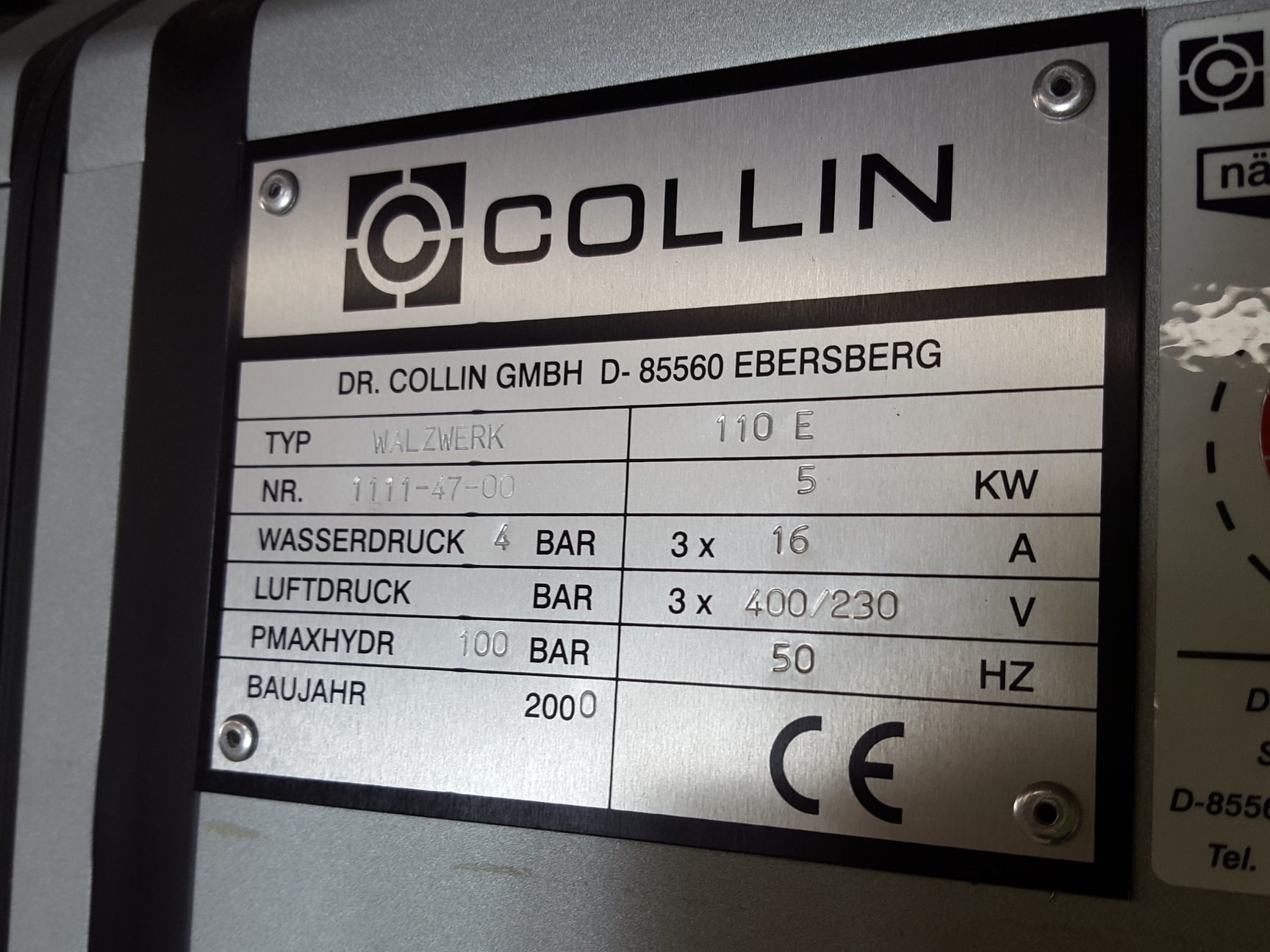 Image of Collin Walzwerk 110 E Laboratory Twin Roll Mill Lab