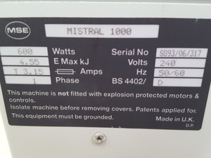 Thumbnail image of MSE MISTRAL 1000 Laboratory Bench-Top Centrifuge with Rotor 4450rpm Lab