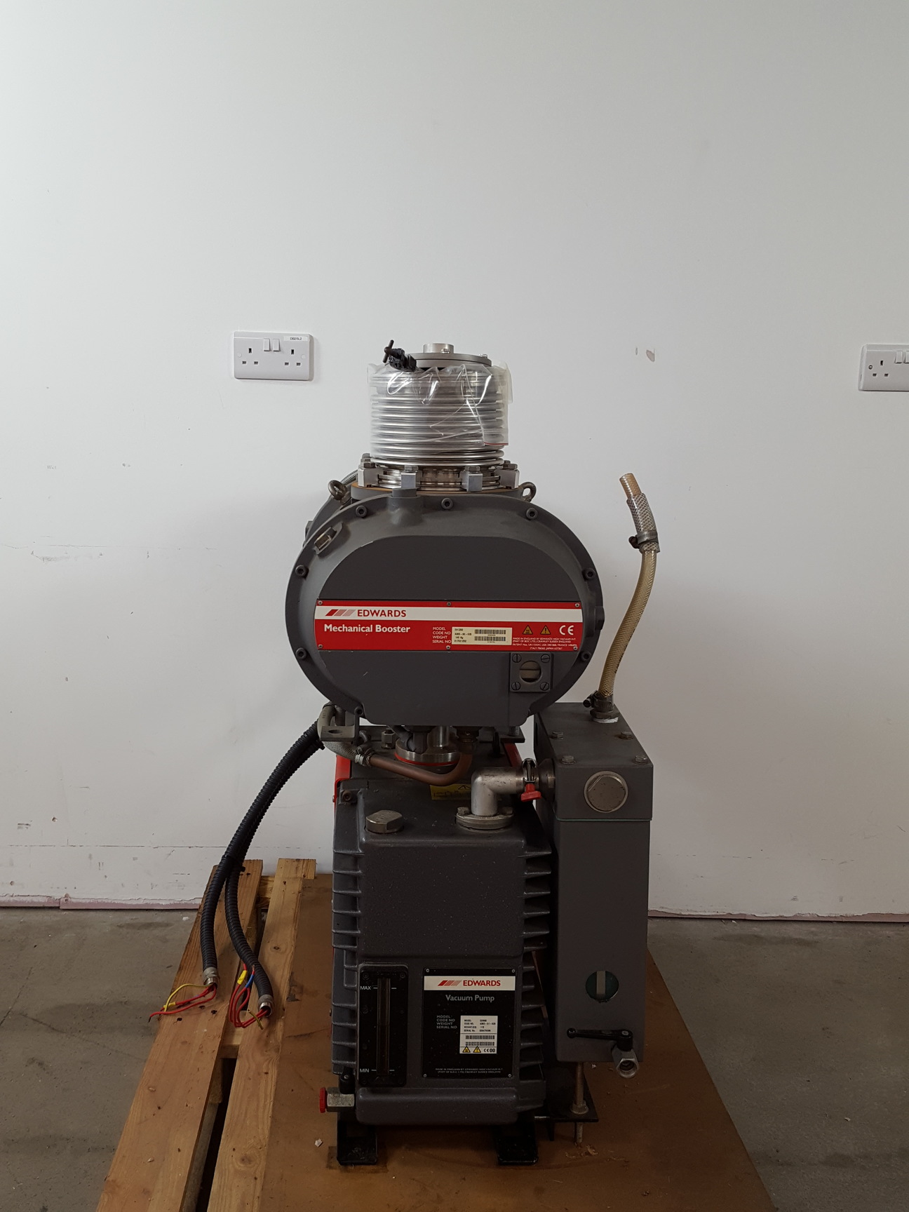 Image of Edwards Two Stage Vacuum Pump Model E2M80 w/ EH1200 Mechanical Booster MF100 