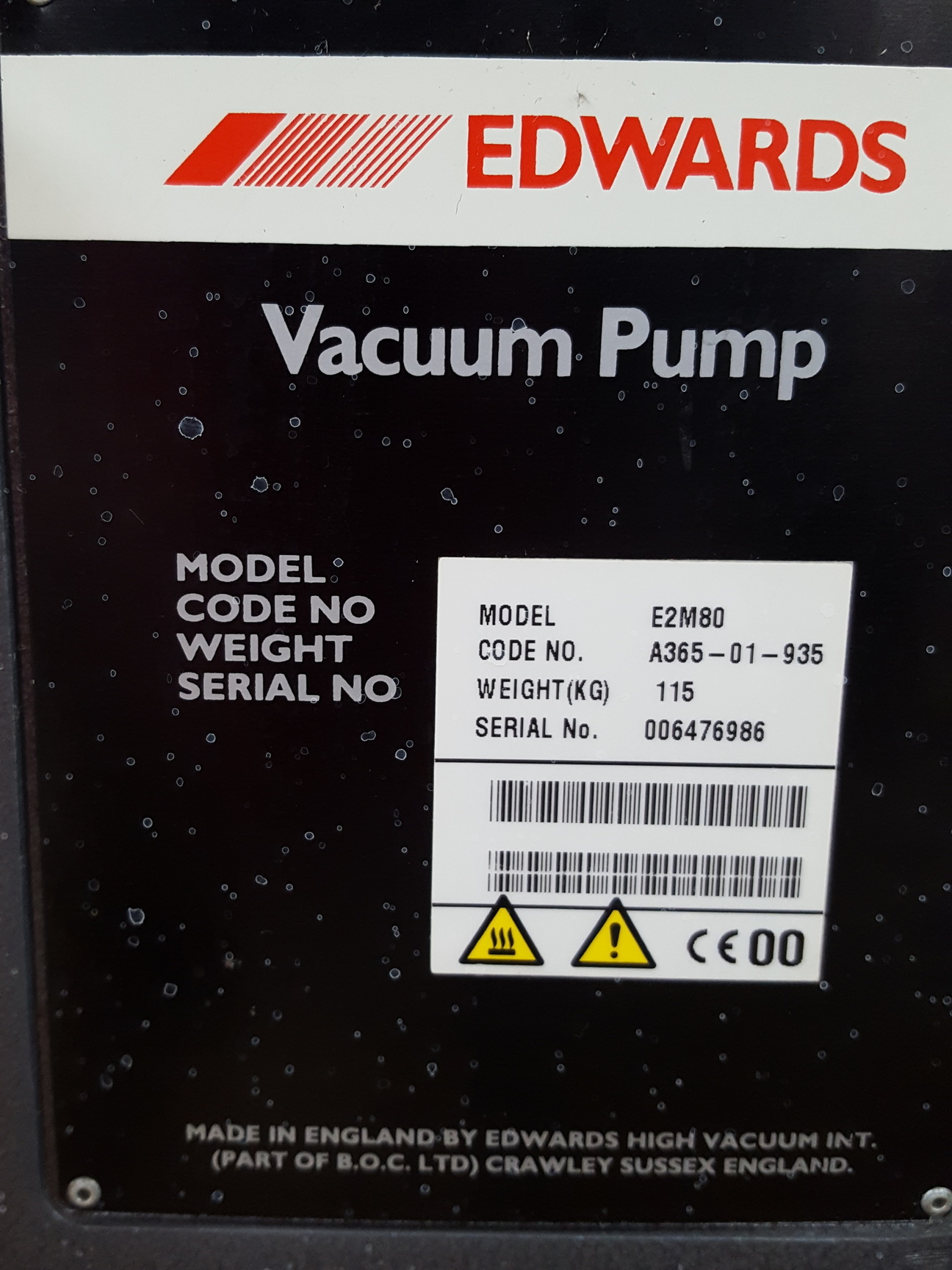 Image of Edwards Two Stage Vacuum Pump Model E2M80 w/ EH1200 Mechanical Booster MF100 