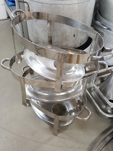 Thumbnail image of Large Lot of Stainless Steel Catering Kitchen Pots, Pans, Dishes, Trays & Bowls