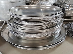 Thumbnail image of Large Lot of Stainless Steel Catering Kitchen Pots, Pans, Dishes, Trays & Bowls