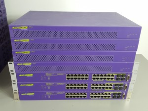 Thumbnail image of Large Lot of Extreme Networks Network Switches, Modules, Cables, Noise Filters